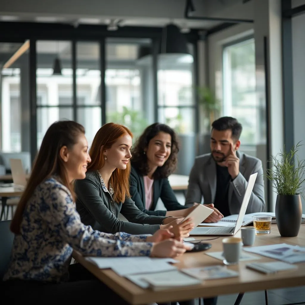Equipo de trabajo en oficina moderna en Argentina